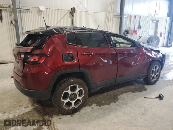 2022 Jeep Compass Trailhawk with VIN 3C4NJDDB7NT115064, listed as a Copart auction lot 58568375 with 13,267 mi miles and Salvage title. Bid and sale history available at DreamBid. Image 3.