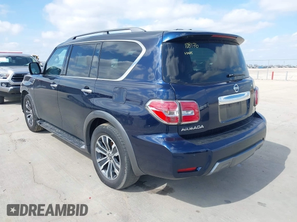 2020 Nissan Armada SL with VIN JN8AY2ND4L9108176, listed as a IAAI auction lot 41590846 with 115,588 mi miles. Bid and sale history available at carsss.com. Image 3.