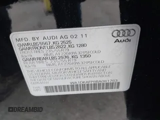 2011 Audi Q5 Premium Plus z VIN WA1DKAFP8BA081763, wystawiony jako IAAI lot #42343565 z przebiegiem 106 193 mil mil oraz . Historia ofert i sprzedaży dostępna na DreamBid. Obrazek 9.