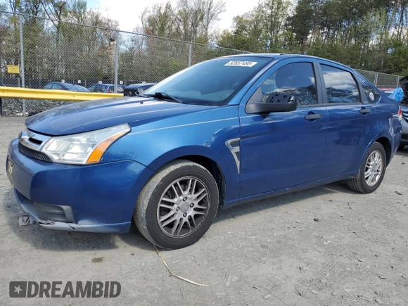 2008 Ford Focus SE with VIN 1FAHP35N78W236485, listed as a Copart auction lot 52857495 with 212,437 mi miles and Salvage Title. Bid and sale history available at carsss.com. Image 1.