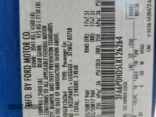 2020 Ford Fusion SE with VIN 3FA6P0HD5LR126264, listed as a Copart auction lot 53747815 with 60,032 mi miles and Clean title. Bid and sale history available at DreamBid. Image 12.