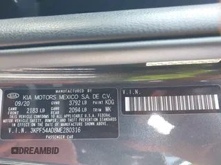 2021 Kia Forte EX with VIN 3KPF54AD8ME280316, listed as a IAAI auction lot 41688647 with 82,380 mi miles and . Bid and sale history available at DreamBid. Image 9.