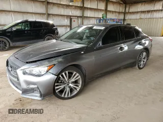 2018 Infiniti Q50 Luxe z VIN JN1EV7AR0JM444036, wystawiony jako Copart lot #49555055 z przebiegiem 76 319 mil mil oraz Czysty tytuł • Clean title. Historia ofert i sprzedaży dostępna na DreamBid. Obrazek 1.