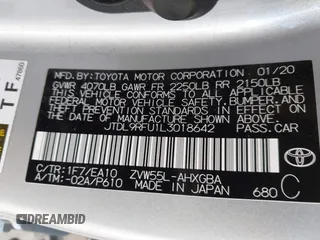 2020 Toyota Prius LE with VIN JTDL9RFU1L3018642, listed as a IAAI auction lot 41445840 with 41,090 mi miles and . Bid and sale history available at DreamBid. Image 9.