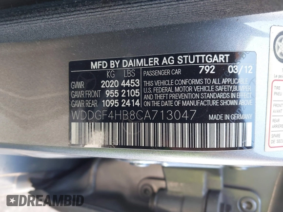 2012 Mercedes-Benz C-Class C 250 Sport with VIN WDDGF4HB8CA713047, listed as a IAAI auction lot 41830035 with 95,806 mi miles. Bid and sale history available at carsss.com. Image 9.