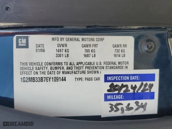 2006 Pontiac Solstice with VIN 1G2MB33B76Y109144, listed as a Copart auction lot 54047265 with 98,410 mi miles and Salvage Title. Bid and sale history available at carsss.com. Image 12.