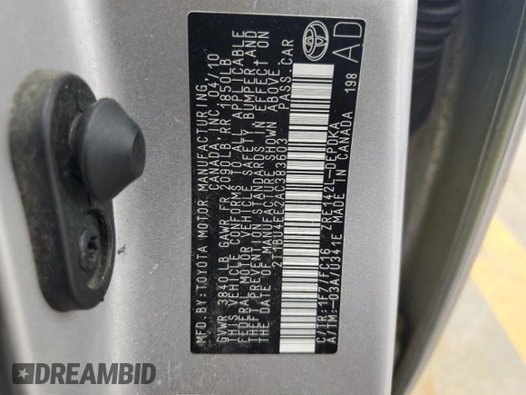 2010 Toyota Corolla с VIN 2T1BU4EE2AC383603, выставлен на аукционе Copart как лот 61724095 с пробегом 180 029 миль миль и Списание • Salvage title. История ставок и продаж доступна на DreamBid. Изображение 12.