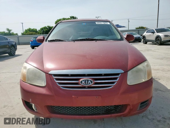 2007 Kia Spectra EX with VIN KNAFE122475378574, listed as a Copart auction lot 56921925 with 142,268 mi miles and Salvage title. Bid and sale history available at DreamBid. Image 5.