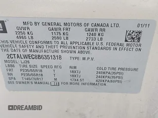 2011 GMC Terrain SLT-2 z VIN 2CTALWEC8B6351318, wystawiony jako IAAI lot #42332026 z przebiegiem 170 322 mil mil oraz . Historia ofert i sprzedaży dostępna na DreamBid. Obrazek 9.