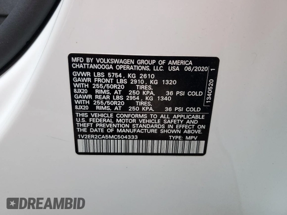 2021 Volkswagen Atlas SEL with VIN 1V2ER2CA5MC504333, listed as a Copart auction lot 43385145 with 47,437 mi miles and Salvage title. Bid and sale history available at DreamBid. Image 16.
