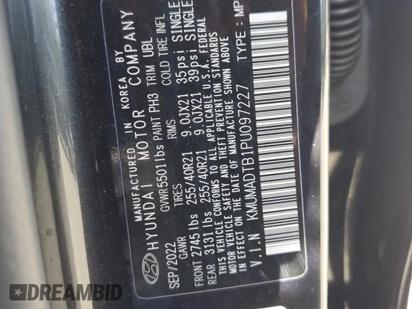 2023 Genesis GV70 2.5T with VIN KMUMADTB1PU097227, listed as a Copart auction lot 59223375 with Not provided miles and Salvage title. Bid and sale history available at DreamBid. Image 13.