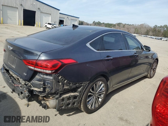 2017 Genesis G80 3.8L with VIN KMHGN4JE2HU182477, listed as a Copart auction lot 43333425 with 71,404 mi miles and Salvage Title. Bid and sale history available at DreamBid. Image 3.