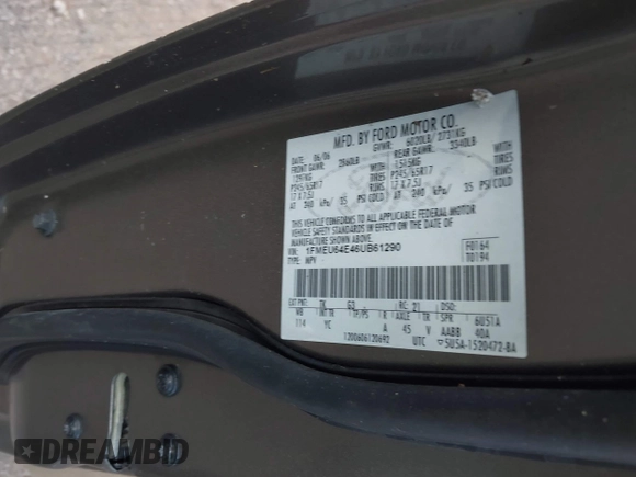 2006 Ford Explorer Eddie Bauer с VIN 1FMEU64E46UB61290, выставлен на аукционе IAAI как лот 42732003 с пробегом 248 406 миль миль и . История ставок и продаж доступна на DreamBid. Изображение 9.