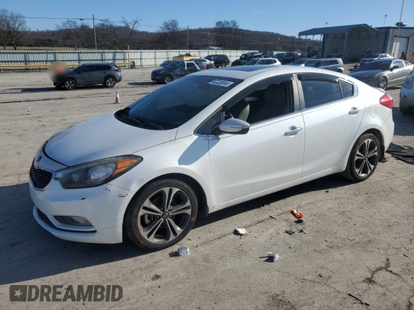 2015 Kia Forte EX with VIN KNAFZ4A80F5309049, listed as a Copart auction lot 87038044 with 34,067 mi miles and Salvage Title. Bid and sale history available at carsss.com. Image 1.