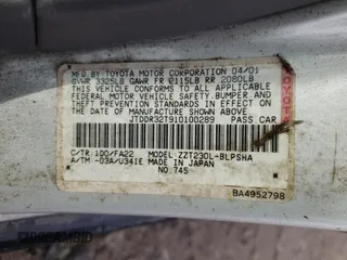 2001 Toyota Celica GT z VIN JTDDR32T910100289, wystawiony jako Copart lot #49600415 z przebiegiem 227 862 mil mil oraz Czysty tytuł • Clean title. Historia ofert i sprzedaży dostępna na DreamBid. Obrazek 12.