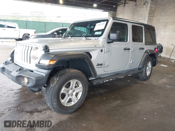 2022 Jeep Wrangler Unlimited Sport S with VIN 1C4HJXDG6NW144396, listed as a IAAI auction lot 42362283 with 19,854 mi miles and . Bid and sale history available at DreamBid. Image 2.