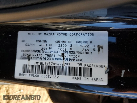 2011 Mazda 3 S Grand Touring with VIN JM1BL1W57B1472797, listed as a Copart auction lot 80752624 with 102,936 mi miles and Non Repairable. Bid and sale history available at DreamBid. Image 12.
