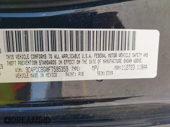 2015 Dodge Journey SXT with VIN 3C4PDCBG0FT595359, listed as a IAAI auction lot 41987773 with 135,528 mi miles. Bid and sale history available at carsss.com. Image 9.