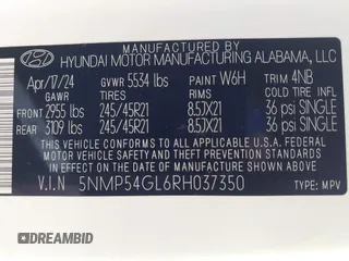 2024 Hyundai Santa Fe Calligraphy with VIN 5NMP54GL6RH037350, listed as a IAAI auction lot 42099643 with 8,326 mi miles and . Bid and sale history available at DreamBid. Image 9.