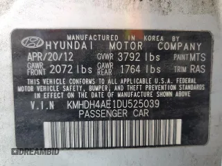 2013 Hyundai Elantra Limited with VIN KMHDH4AE1DU525039, listed as a Copart auction lot 49798485 with 236,973 mi miles and Clean Title. Bid and sale history available at carsss.com. Image 12.
