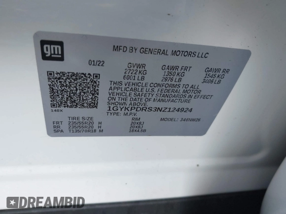 2022 Cadillac XT6 Premium Luxury z VIN 1GYKPDRS3NZ124924, wystawiony jako IAAI lot #42215418 z przebiegiem 32 368 mil mil oraz . Historia ofert i sprzedaży dostępna na DreamBid. Obrazek 9.