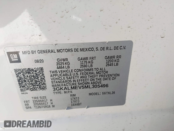 2021 GMC Terrain SLE с VIN 3GKALMEV5ML305496, выставлен на аукционе IAAI как лот 41956726 с пробегом 67 827 миль миль и . История ставок и продаж доступна на DreamBid. Изображение 9.
