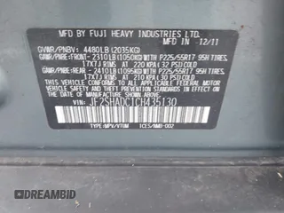 2012 Subaru Forester X Premium with VIN JF2SHADC1CH435130, listed as a IAAI auction lot 42684430 with 229,018 mi miles and . Bid and sale history available at DreamBid. Image 9.