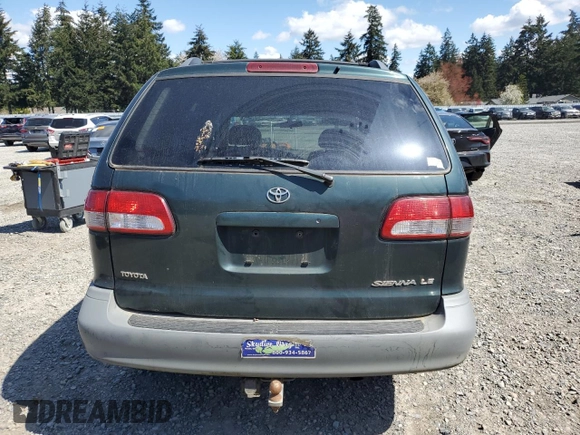 2001 Toyota Sienna LE with VIN 4T3ZF13C81U380901, listed as a Copart auction lot 54053615 with 194,910 mi miles and Salvage Title. Bid and sale history available at DreamBid. Image 6.