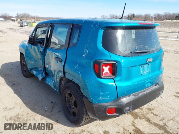 2020 Jeep Renegade Sport with VIN ZACNJAAB1LPL35899, listed as a IAAI auction lot 41585272 with 17,860 mi miles and . Bid and sale history available at carsss.com. Image 3.