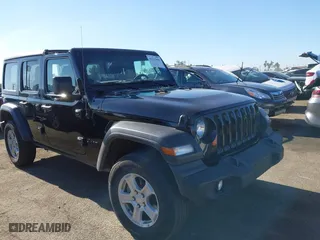 2022 Jeep Wrangler Unlimited Sport S with VIN 1C4HJXDN8NW263081, listed as a IAAI auction lot 41113466 with 34,238 mi miles. Bid and sale history available at carsss.com. Image 1.