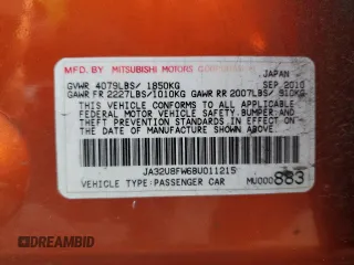 2011 Mitsubishi Lancer GTS with VIN JA32U8FW6BU011215, listed as a Copart auction lot 86357004 with 128,577 mi miles and Salvage Title. Bid and sale history available at carsss.com. Image 12.