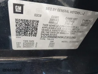 2019 Chevrolet Silverado 1500 Custom with VIN 1GCRWBEH5KZ301281, listed as a IAAI auction lot 41580087 with NaN miles. Bid and sale history available at carsss.com. Image 9.