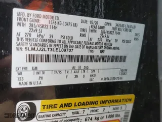 2020 Lincoln Navigator Reserve with VIN 5LMJJ2LT3LEL09707, listed as a Copart auction lot 47657675 with 54,145 mi miles and Salvage Title. Bid and sale history available at carsss.com. Image 13.