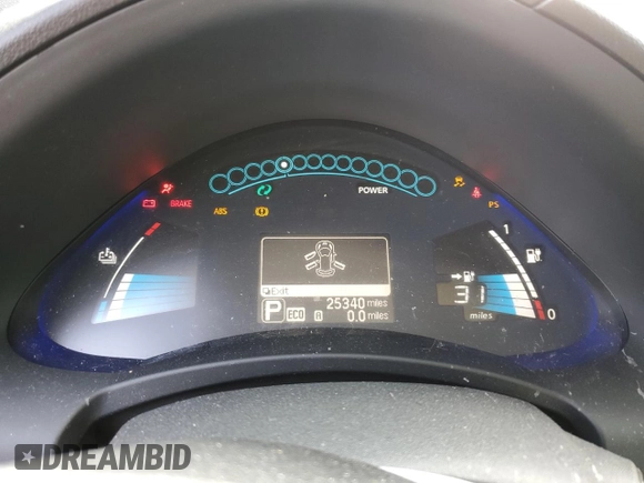 2016 Nissan LEAF S with VIN 1N4AZ0CP2GC306442, listed as a Copart auction lot 58014843 with 25,340 mi miles. Bid and sale history available at carsss.com. Image 9.
