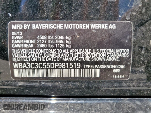 2013 BMW 3 Series 320i xDrive z VIN WBA3C3C55DF981519, wystawiony jako Copart lot #66619515 z przebiegiem 139 962 mil mil oraz Czysty tytuł • Clean title. Historia ofert i sprzedaży dostępna na DreamBid. Obrazek 12.