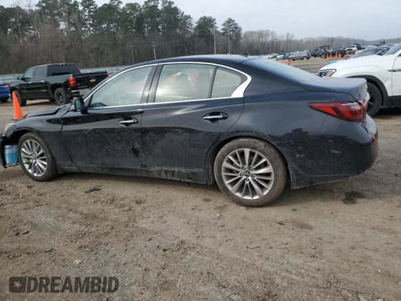 2023 Infiniti Q50 Luxe with VIN JN1EV7BP5PM510800, listed as a Copart auction lot 46805035 with 35,446 mi miles and Salvage Title. Bid and sale history available at DreamBid. Image 2.