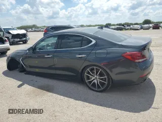 2019 Genesis G70 3.3T Advanced with VIN KMTG34LE1KU021425, listed as a Copart auction lot 72706024 with 56,825 mi miles and Salvage Title. Bid and sale history available at carsss.com. Image 2.