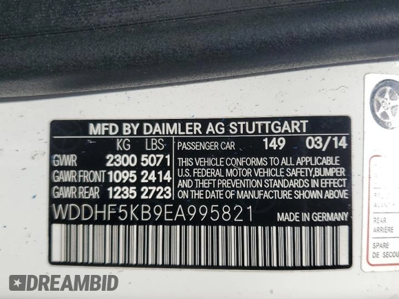 2014 Mercedes-Benz E 350 Sport с VIN WDDHF5KB9EA995821, выставлен на аукционе Copart как лот 56101445 с пробегом 146 016 миль миль и Списание • Salvage title. История ставок и продаж доступна на DreamBid. Изображение 12.