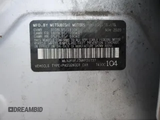 2021 Mitsubishi Mirage ES with VIN ML32FUFJ7MHF01737, listed as a Copart auction lot 82225724 with 71,327 mi miles and Salvage title. Bid and sale history available at DreamBid. Image 14.