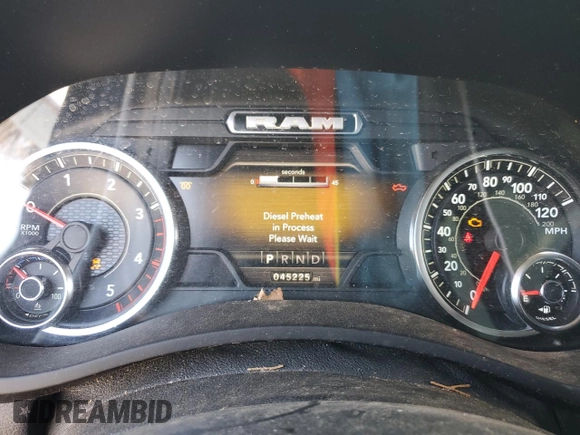 2022 Ram 2500 Big Horn with VIN 3C6UR5DL4NG405474, listed as a Copart auction lot 45743135 with 45,225 mi miles and Salvage Title. Bid and sale history available at carsss.com. Image 9.
