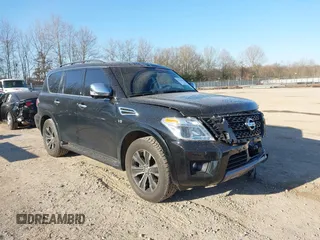 2019 Nissan Armada Platinum with VIN JN8AY2NE7K9758062, listed as a IAAI auction lot 41752480 with 122,252 mi miles. Bid and sale history available at carsss.com. Image 1.