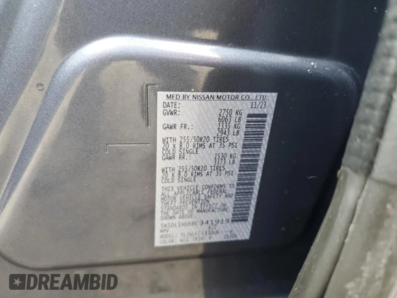 2024 Infiniti QX60 Autograph with VIN 5N1DL1HUXRC341919, listed as a Copart auction lot 54570865 with 14,027 mi miles and Salvage title. Bid and sale history available at DreamBid. Image 13.