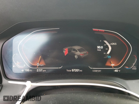 2019 BMW 3 Series 330i xDrive with VIN 3MW5R7J52K8A05155, listed as a Copart auction lot 88263325 with 97,201 mi miles and Salvage Title. Bid and sale history available at DreamBid. Image 9.