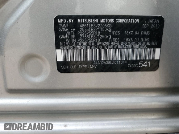 2020 Mitsubishi Outlander ES with VIN JA4AD2A38LZ011044, listed as a Copart auction lot 52921535 with 45,781 mi miles and Salvage Title. Bid and sale history available at carsss.com. Image 13.