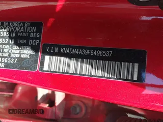 2015 Kia Rio LX with VIN KNADM4A39F6496537, listed as a IAAI auction lot 41795758 with 1 mi miles. Bid and sale history available at carsss.com. Image 9.
