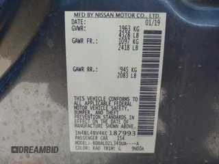 2019 Nissan Altima S z VIN 1N4BL4BV4KC187993, wystawiony jako IAAI lot #41972120 z przebiegiem 107 227 mil mil oraz . Historia ofert i sprzedaży dostępna na DreamBid. Obrazek 9.
