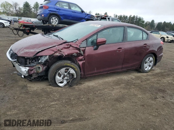 2014 Honda Civic Sedan LX with VIN 19XFB2F55EE041130, listed as a Copart auction lot 52860145 with 97,244 mi miles and Salvage Title. Bid and sale history available at carsss.com. Image 1.