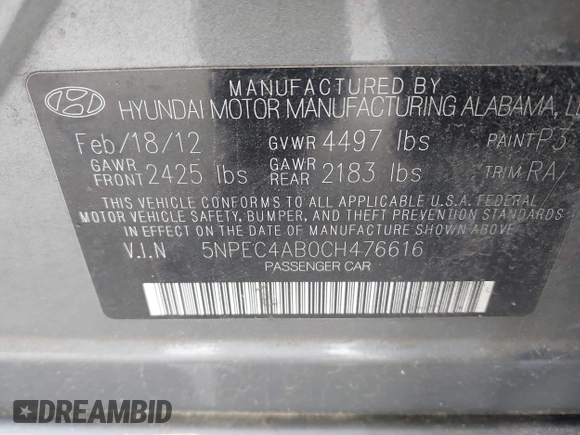 2013 Kia Optima EX with VIN 5XXGN4A75DG148460, listed as a IAAI auction lot 42414837 with 163,999 mi miles and . Bid and sale history available at DreamBid. Image 9.
