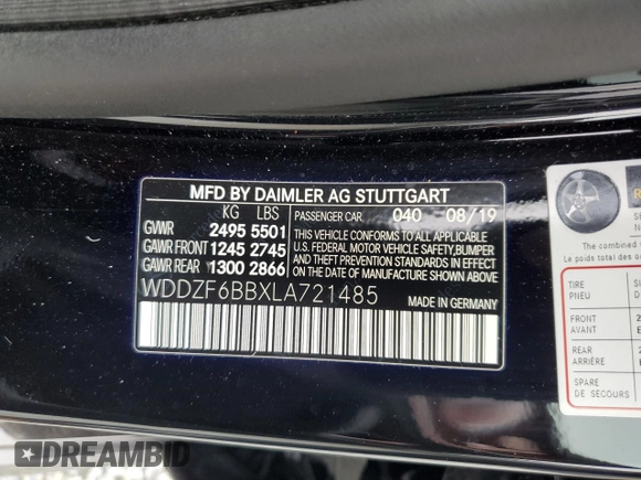 2020 Mercedes-Benz E AMG E 53 with VIN WDDZF6BBXLA721485, listed as a Copart auction lot 65898423 with 18,402 mi miles. Bid and sale history available at carsss.com. Image 13.