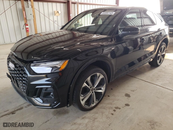 2023 Audi Q5 Sportback S line Premium Plus with VIN WA15AAFY1P2015055, listed as a Copart auction lot 53086143 with 139 mi miles. Bid and sale history available at carsss.com. Image 1.